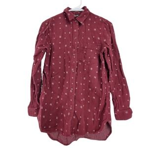 Madewell XS Maroon Button Front Long Sleeve Shirt